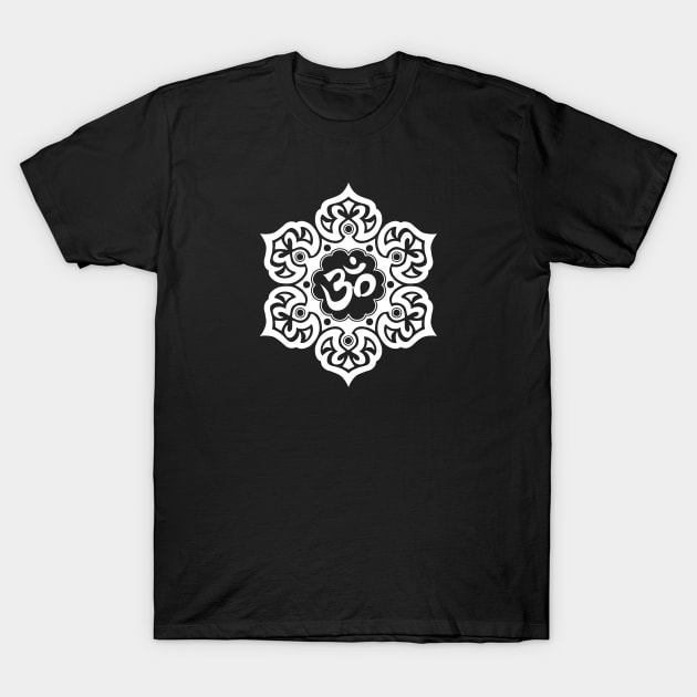 White Lotus Flower Yoga Om T-Shirt by jeffbartels
